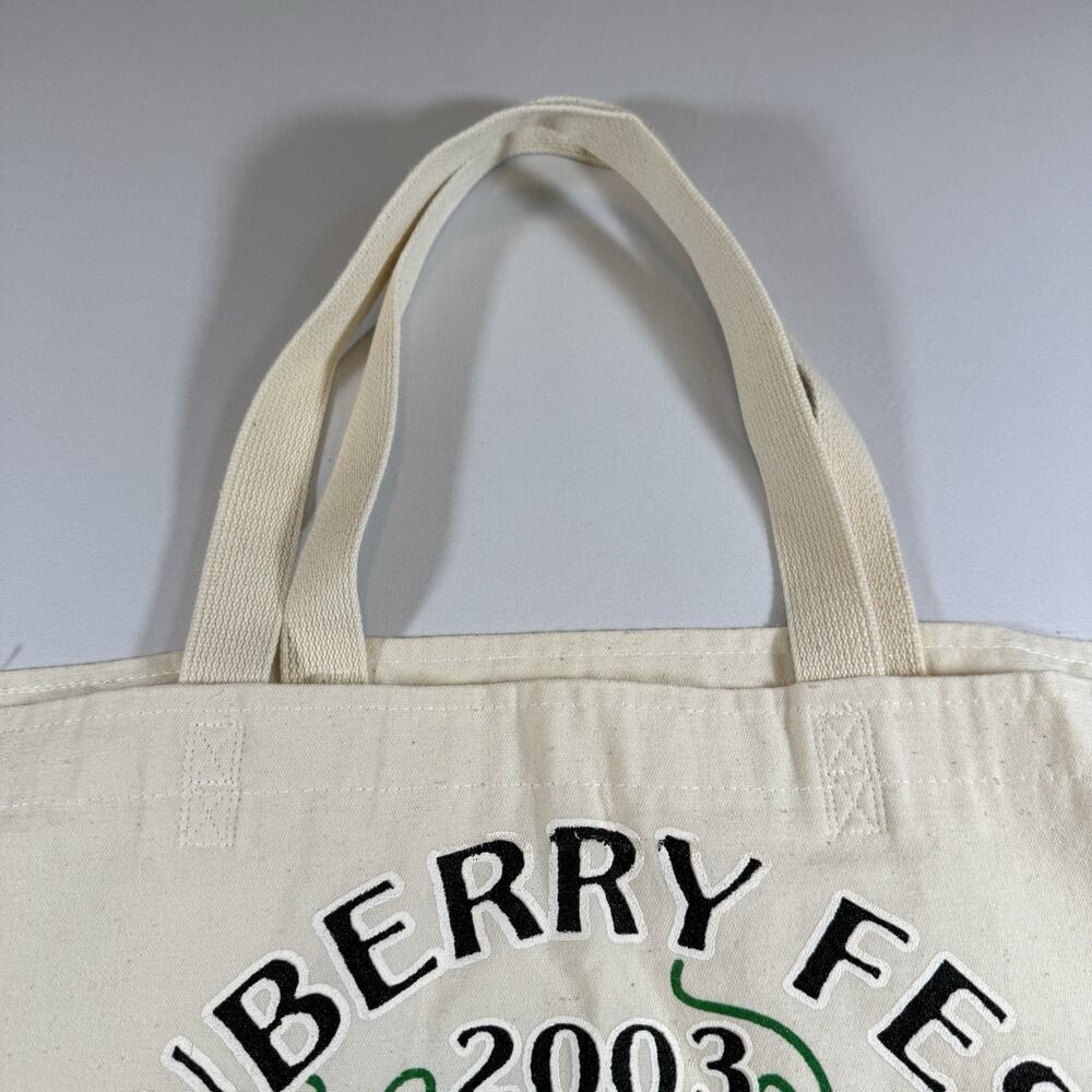 Vintage Strawberry Festival 2003 Logo Printed Canvas Tote Bag - Cream OS - Picture 4 of 9